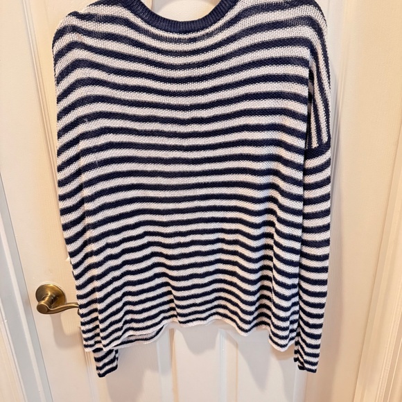Eileen Fisher Summer Sweater, Blue & White Striped, Size XL - Picture 8 of 10